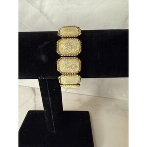 fashion jewelry stretch‎ bracelet antique gold with faux moon stone